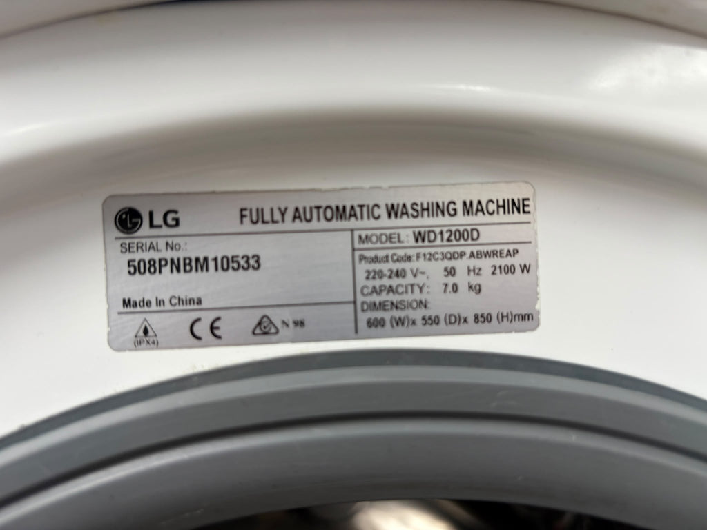 LG WD1200D 7kg Front Load Washing Machine – White