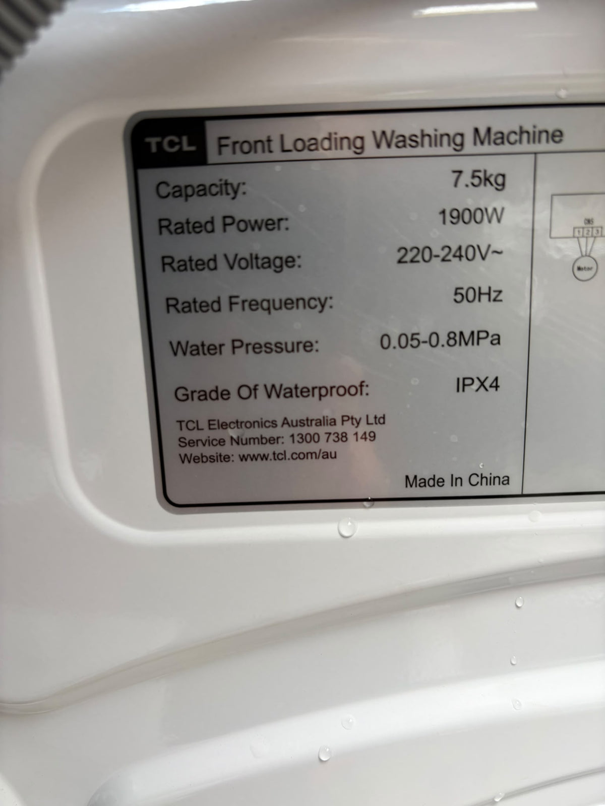 TCL WF75P10W 7.5kg Front Load Washing Machine – White