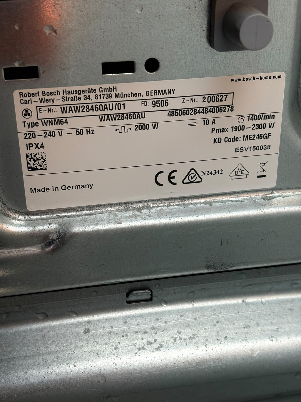 Bosch WAW28460AU 8kg Front Load Washing Machine – White
