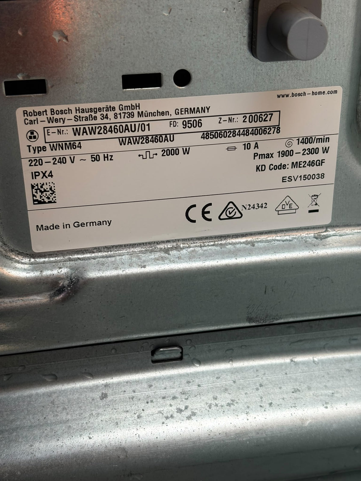 Bosch WAW28460AU 8kg Front Load Washing Machine – White