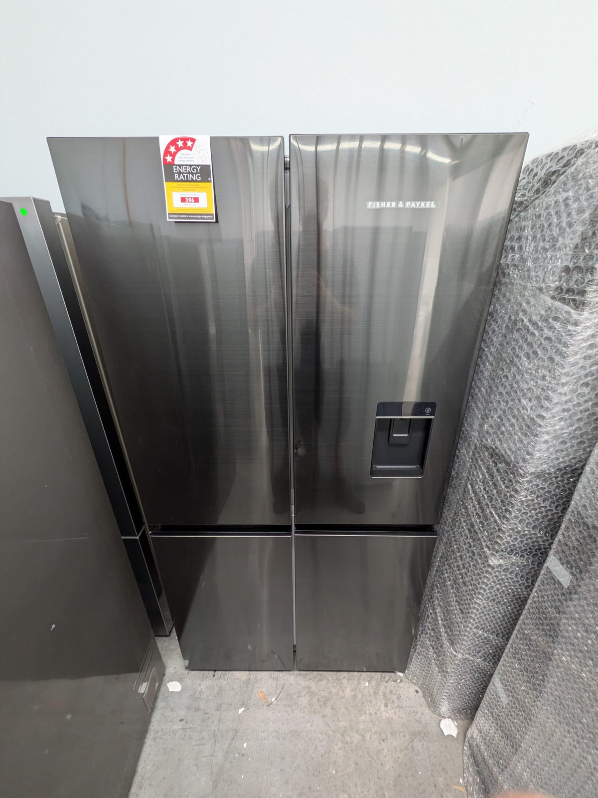 Fisher & Paykel RF605QNUVB1 538L Quad Door Fridge – Black Stainless Steel, Ice & Water