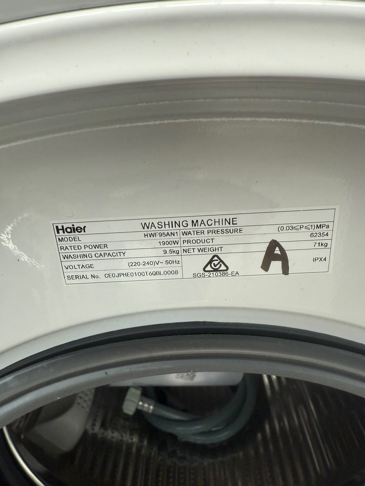 Haier HWF95AN1 500 Series 9.5kg Front Load Washing Machine – White