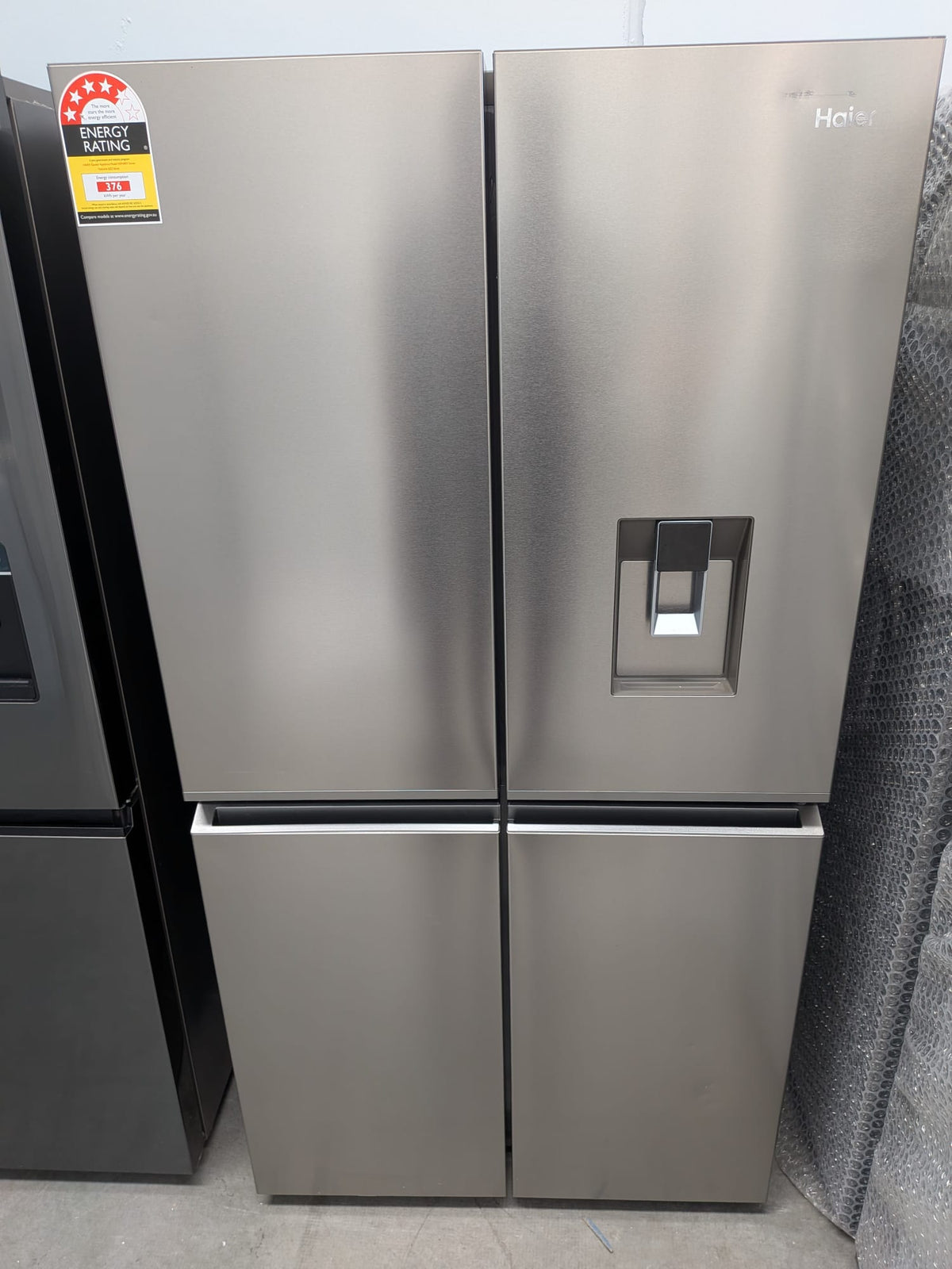 Haier HRF680YPS 623L Quad Door Fridge – Satina, Plumbed Ice & Water