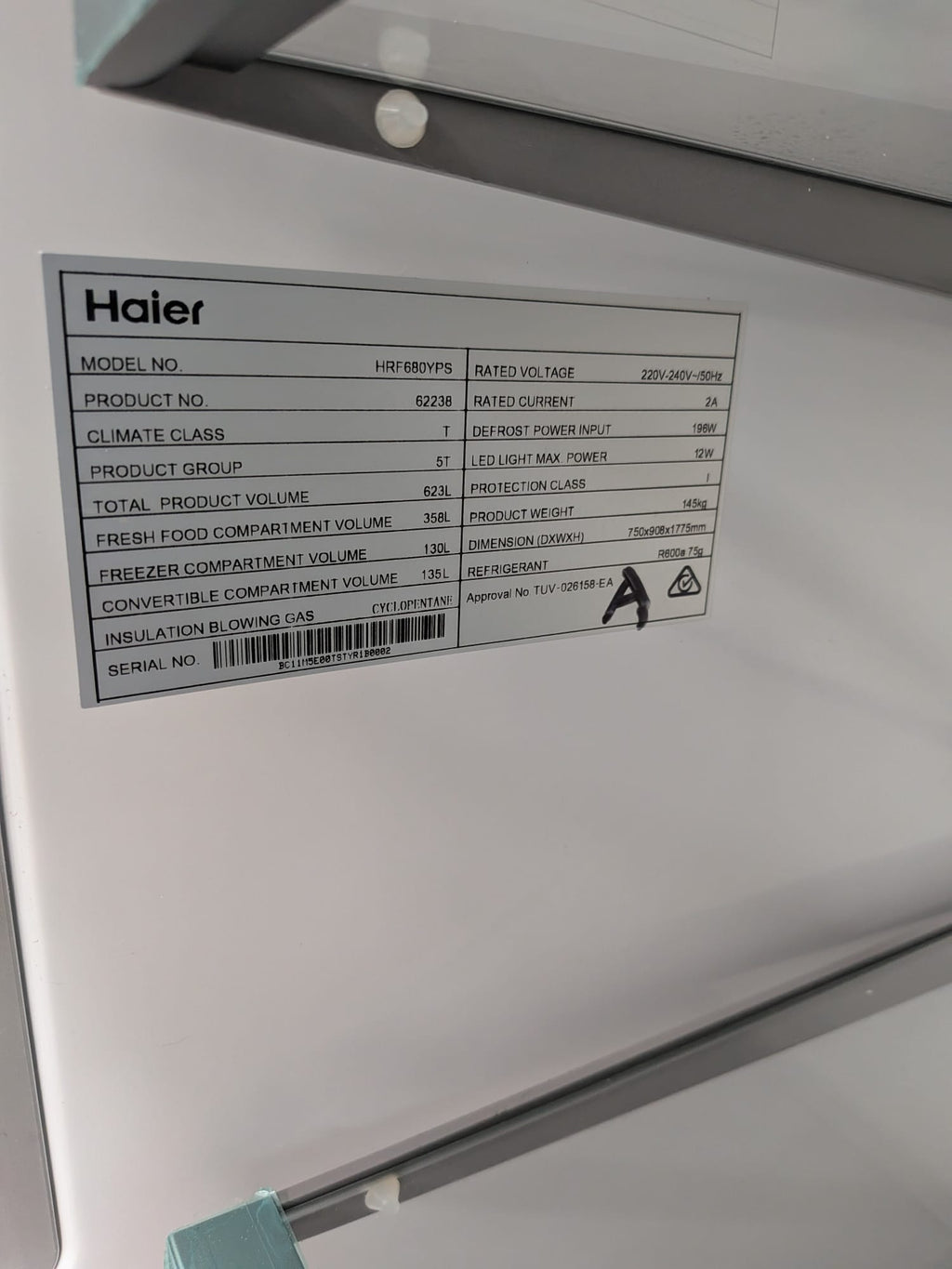 Haier HRF680YPS 623L Quad Door Fridge – Satina, Plumbed Ice & Water