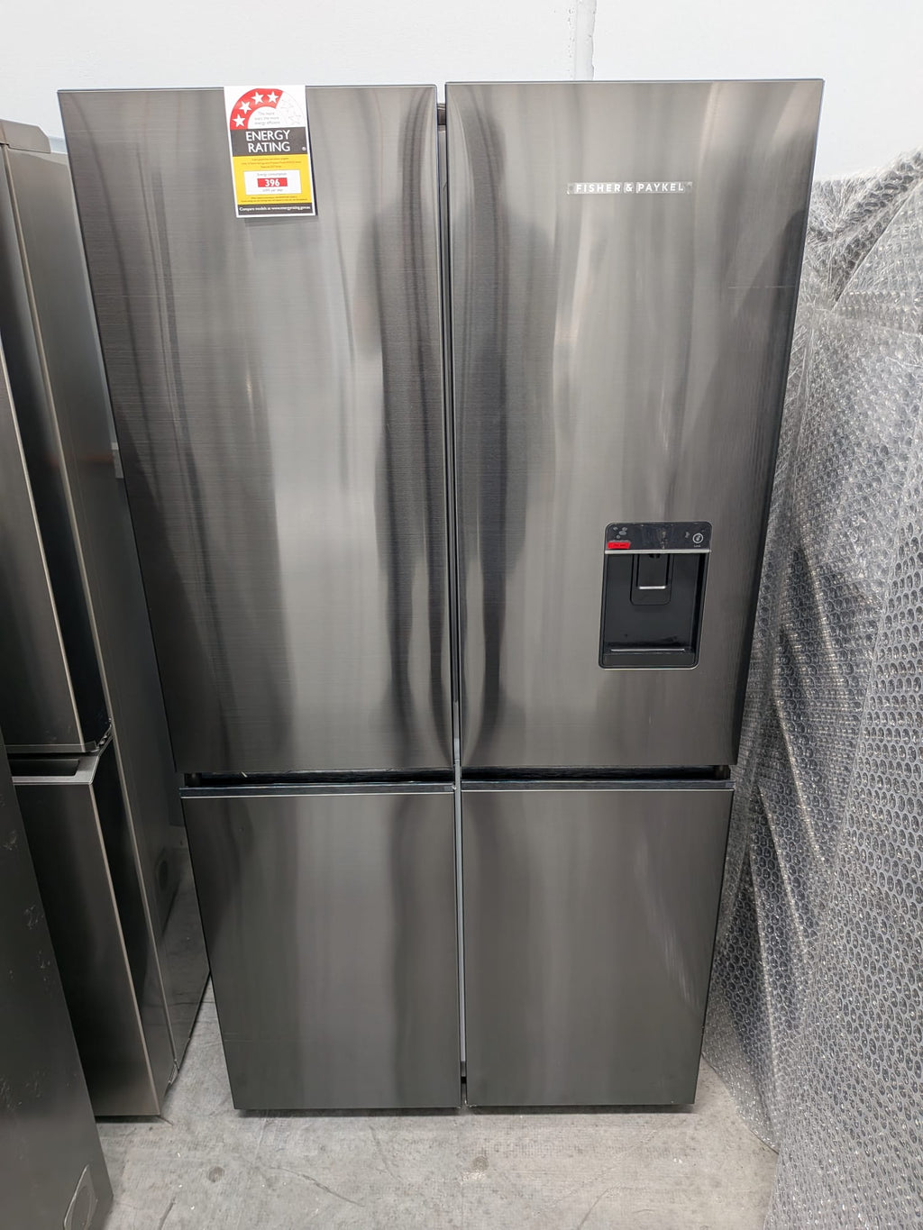 Fisher & Paykel RF605QNUVB1 538L Quad Door Fridge – Black Stainless Steel, Ice & Water