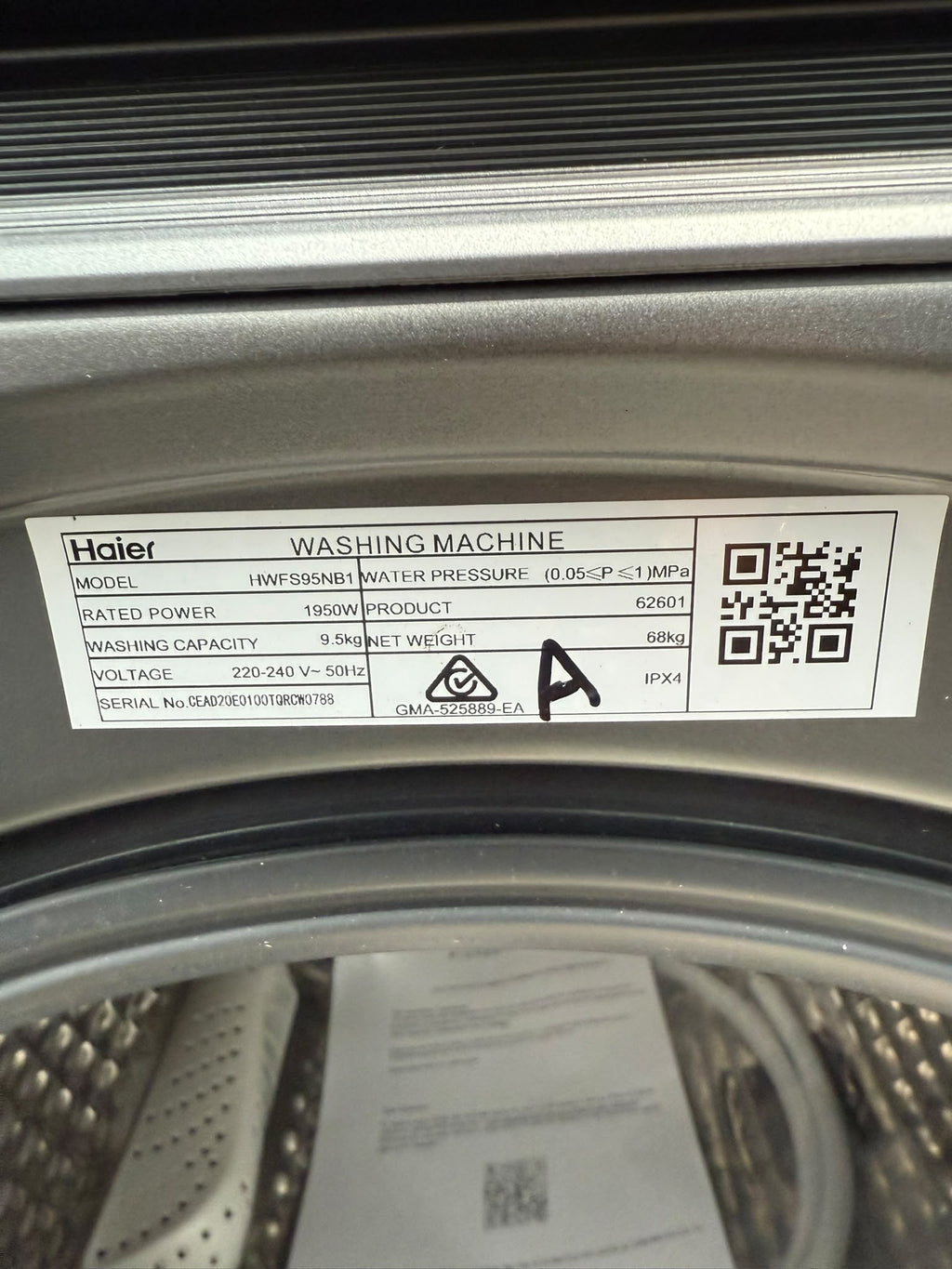 Haier HWFS95NB1 500 Series 9.5kg Front Load Washing Machine – Dark
