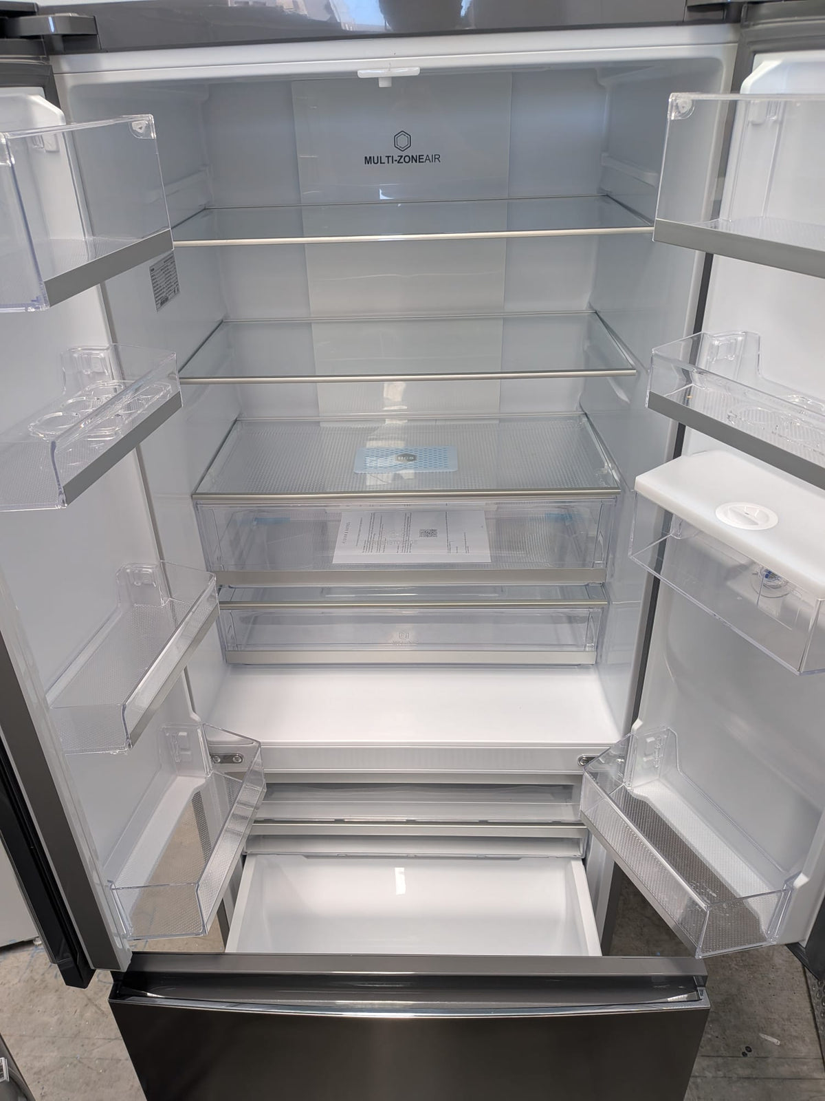 Haier HRF520FHS 489L French Door Fridge – Satina, Non-Plumbed Water