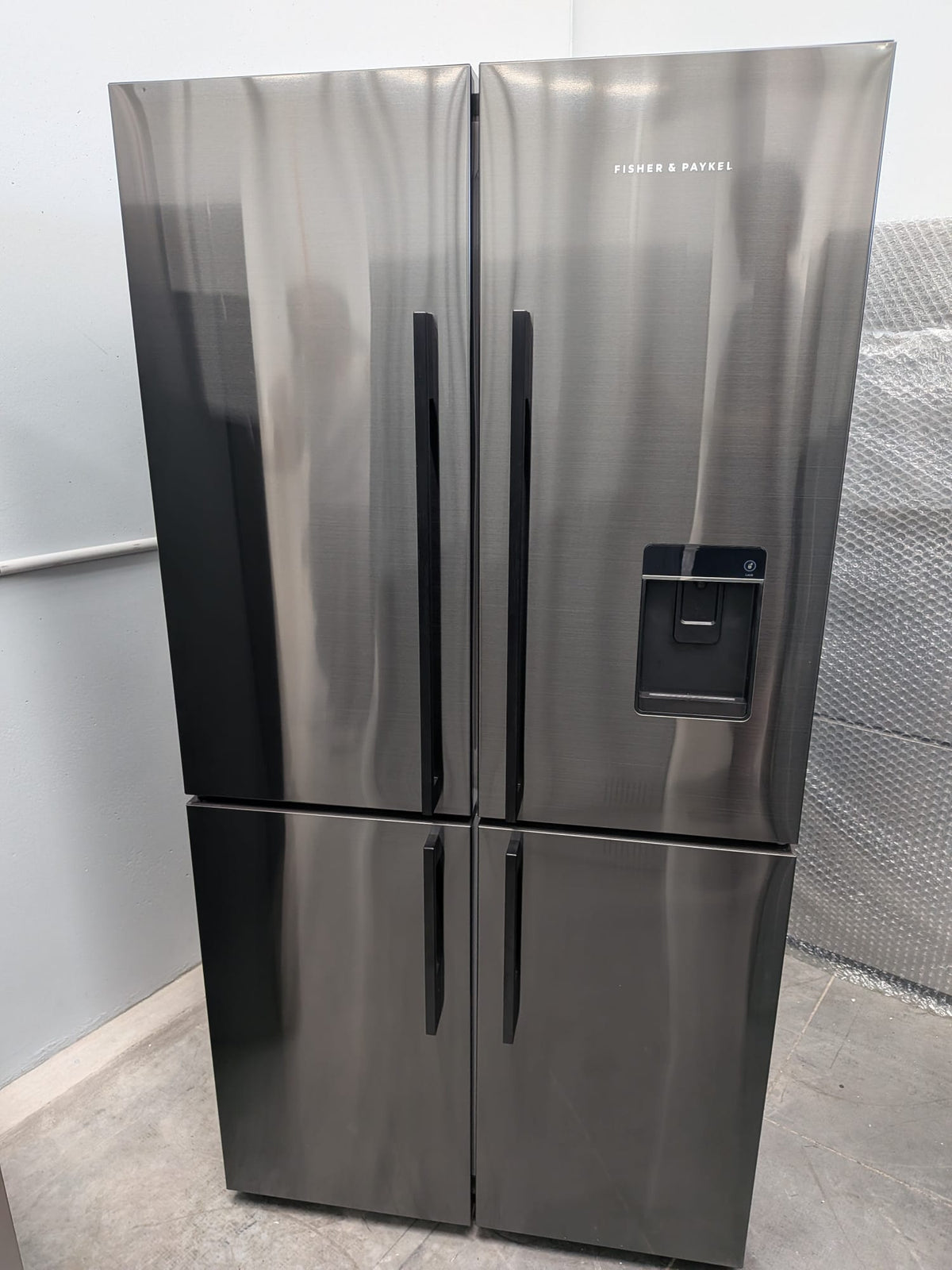 Fisher & Paykel RF605QDUVB2 538L Quad Door Fridge – Black Stainless Steel, Ice & Water